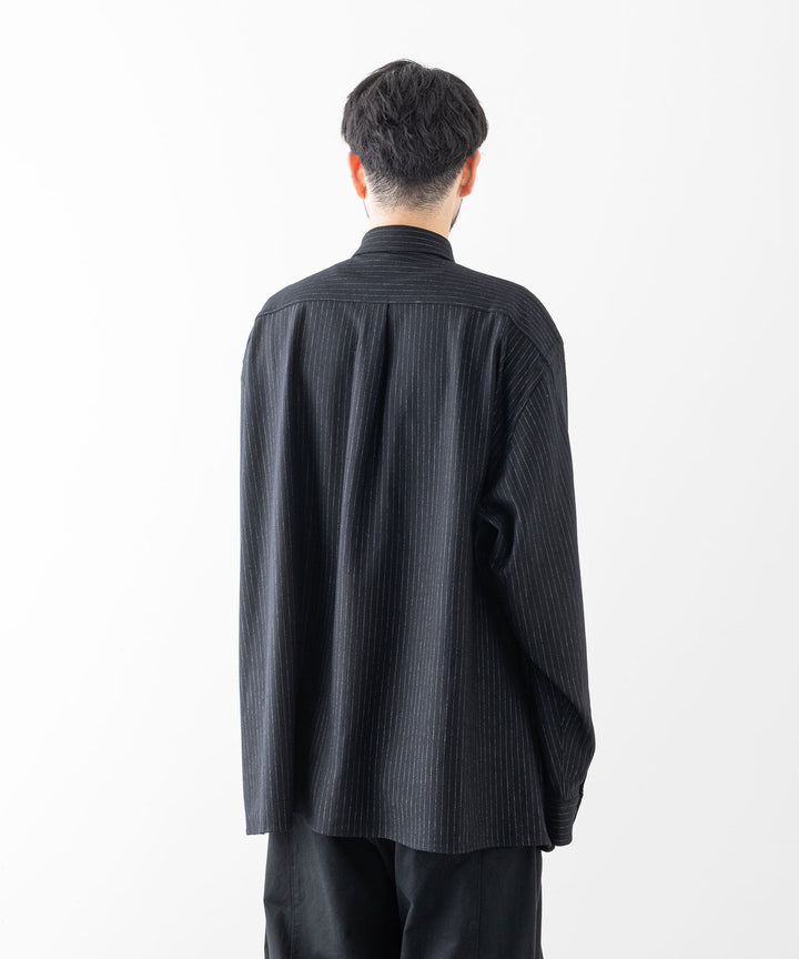 KANEMASA カネマサ HIGH GAUGE MILLED WOOL STRIPE SHIRTS - BLACK SP sessionセッション公式通販サイト