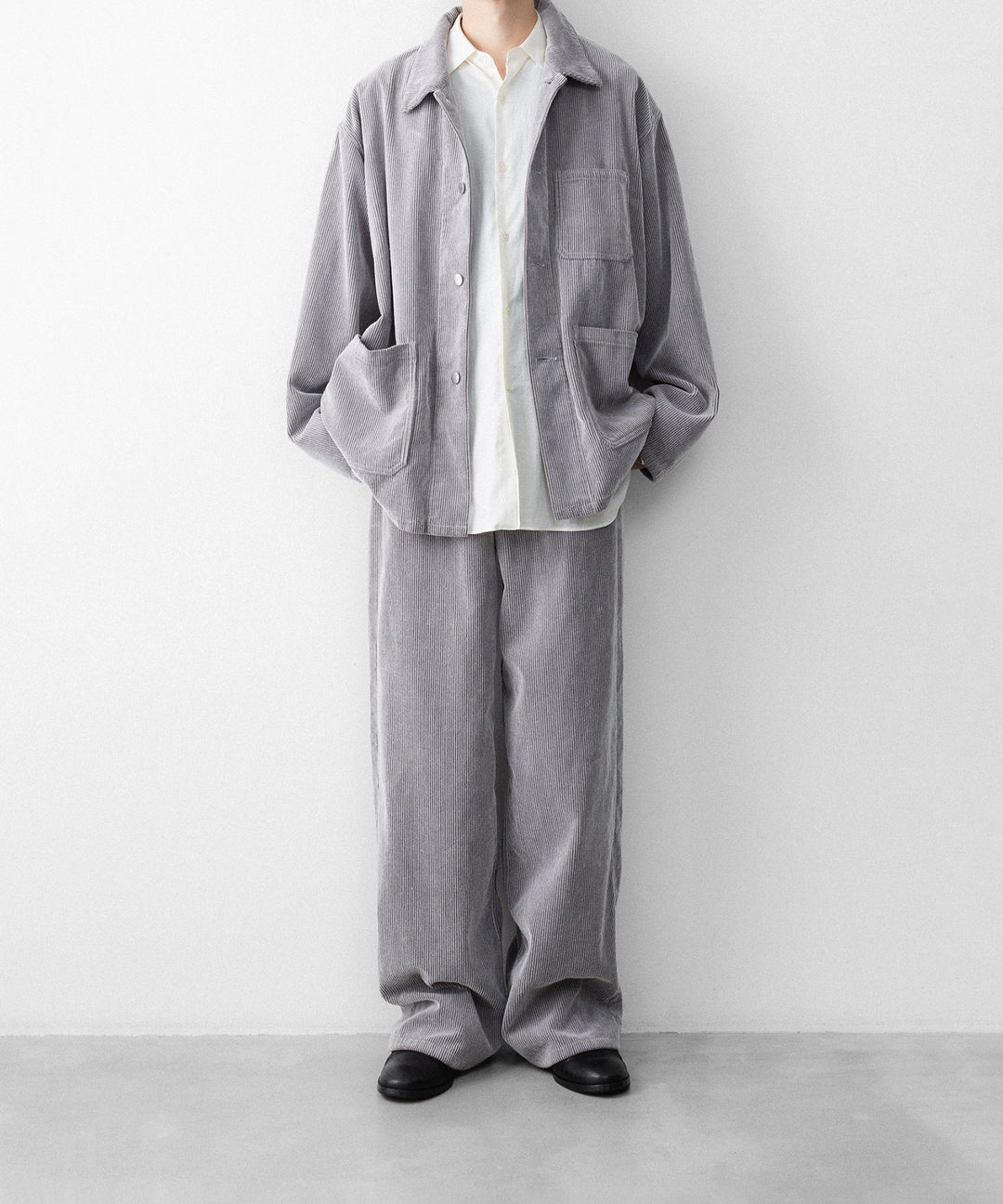 REVERBERATE リバーバレイトのFLOCKY CORDUROY PANTS - WIDEのGREY×WHITE 公式通販サイトsession福岡セレクトショップ