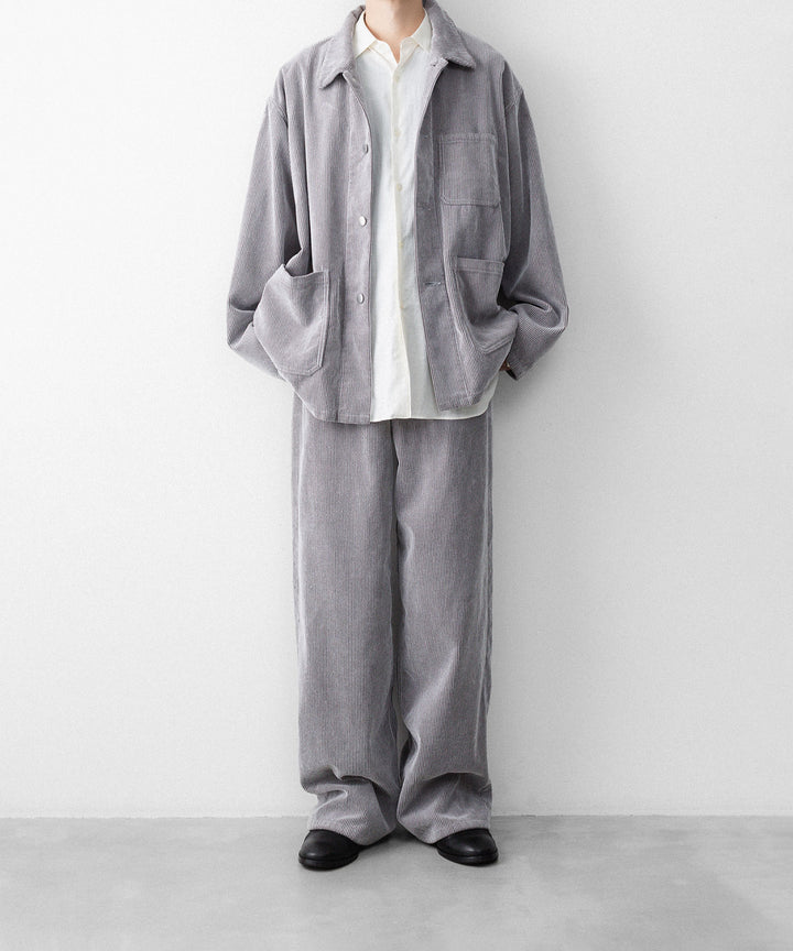 REVERBERATE リバーバレイトのFLOCKY CORDUROY PANTS - WIDEのGREY×WHITE 公式通販サイトsession福岡セレクトショップ