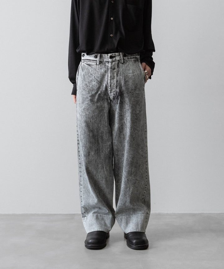 【INTÉRIM】VINTAGE FADE LIGHT DENIM MIL BAGGY TROUSER - LIGHT BLACK