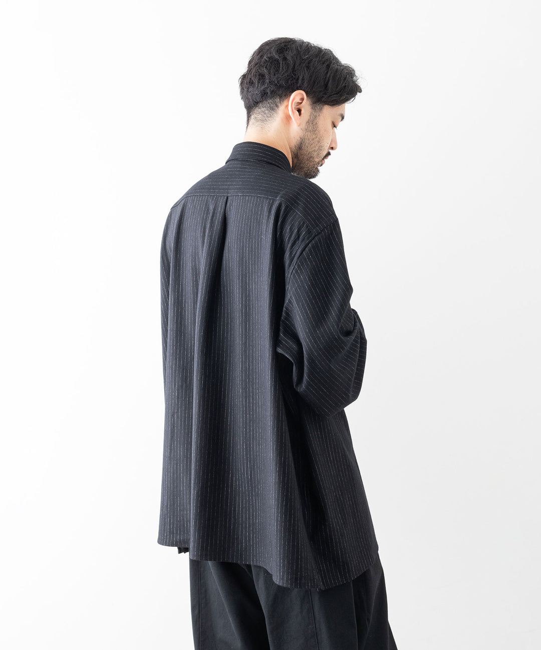 KANEMASA カネマサ HIGH GAUGE MILLED WOOL STRIPE SHIRTS - BLACK SP sessionセッション公式通販サイト