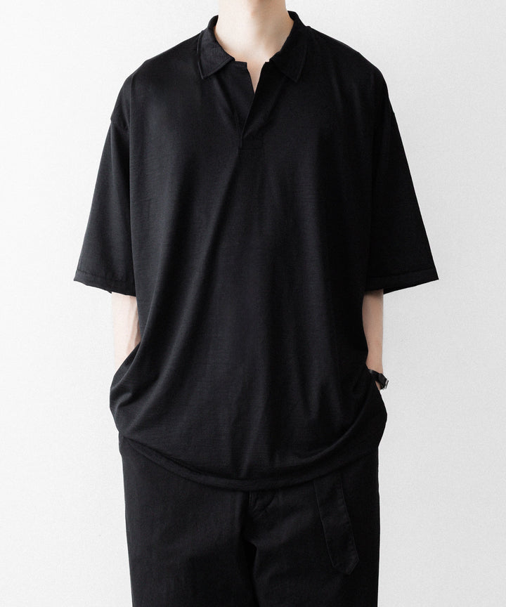INTÉRIM - インテリムのEXTRA FINE MERINO WOOL JERSEY HYPER BIG SKIPPER SHIRTのBLACK公式通販サイトsession福岡セレクトショップ