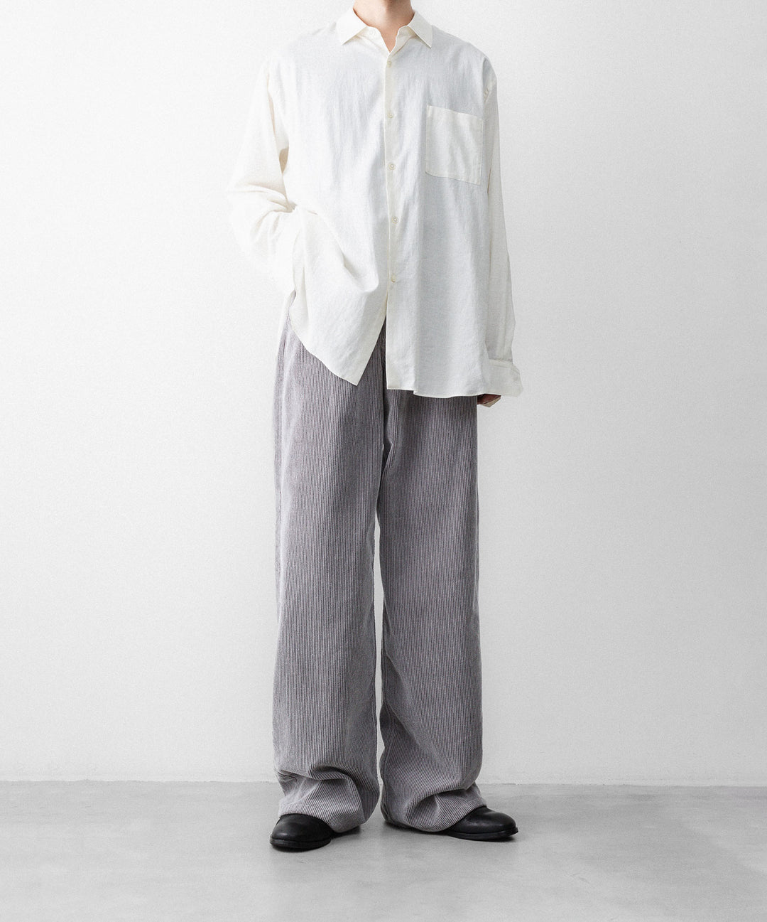 REVERBERATE リバーバレイトのFLOCKY CORDUROY PANTS - WIDEのGREY×WHITE 公式通販サイトsession福岡セレクトショップ