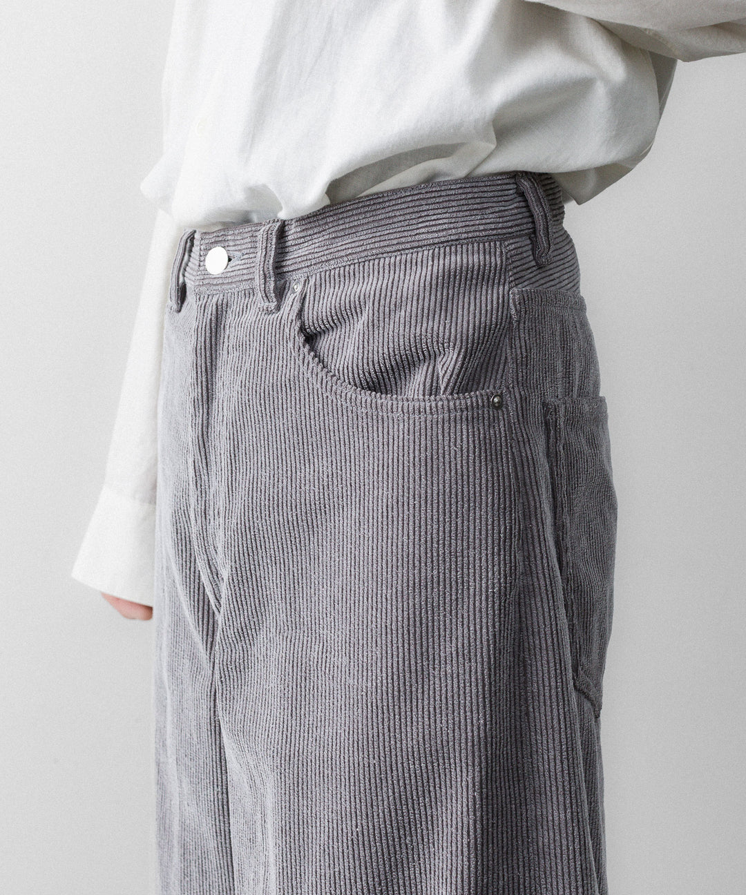 REVERBERATE リバーバレイトのFLOCKY CORDUROY PANTS - WIDEのGREY×WHITE 公式通販サイトsession福岡セレクトショップ