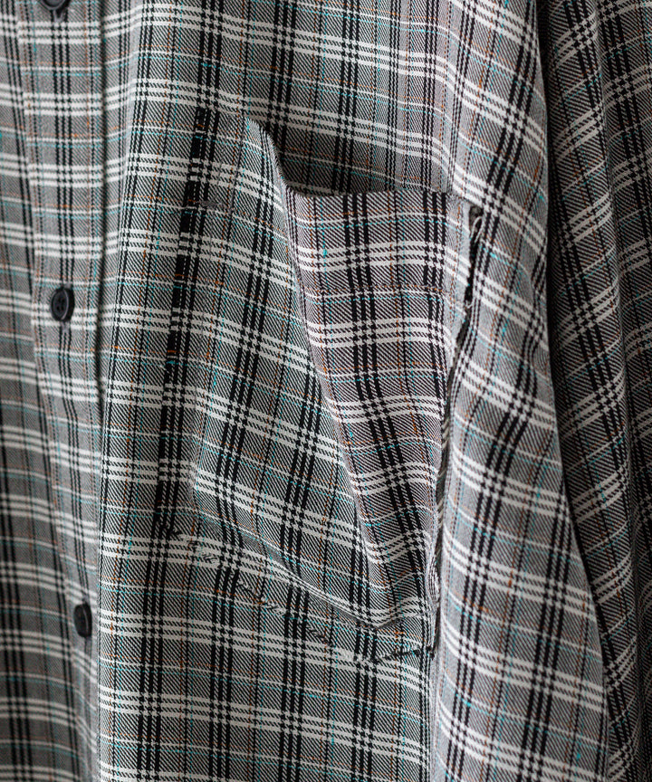 CODA コーダ GREY CHECK VISCOSE RAW EDGES SHIFT SHIRT - GREY CHECK 公式通販サイトsession福岡セレクトショップ