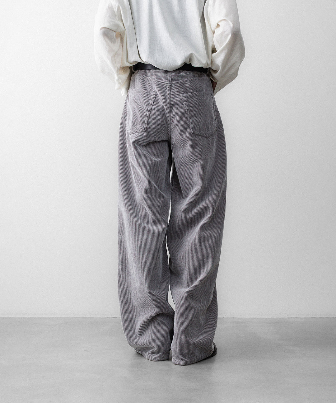 REVERBERATE リバーバレイトのFLOCKY CORDUROY PANTS - WIDEのGREY×WHITE 公式通販サイトsession福岡セレクトショップ