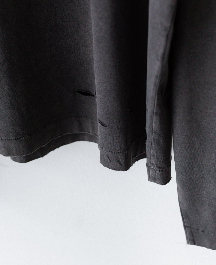 【CODA】FADED BLACK AGING DAMAGED LONG SLEEVE T-SHIRT - FADED BLACK