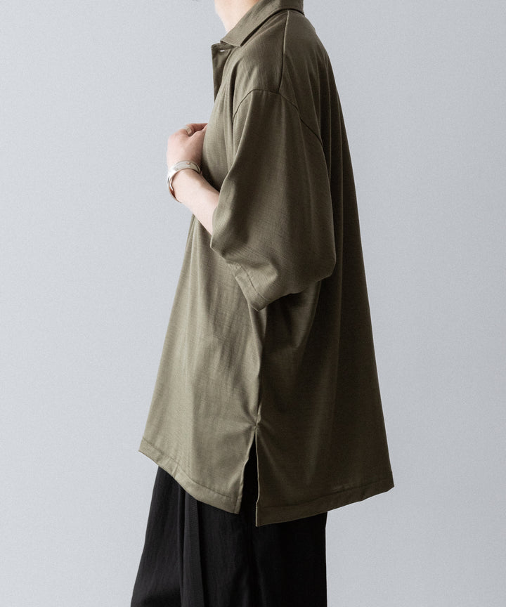 【INTÉRIM】    HYPER BIG EXTRA FINE MERINO WOOL JERSEY POLO SHIRT - SAGE