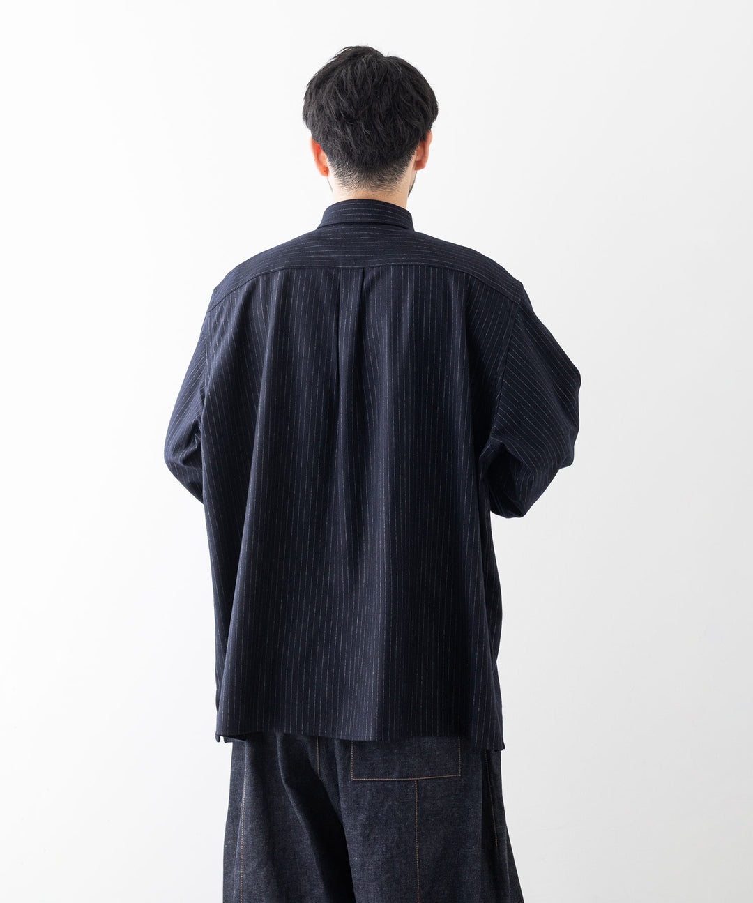 【KANEMASA PHIL.】カネマサフィル HIGH GAUGE MILLED WOOL STRIPE SHIRTS - NAVY SP sessionセッション福岡セレクトショップ 公式通販サイト