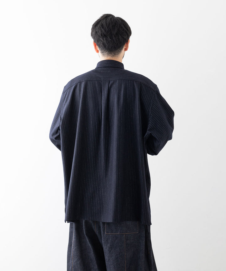 【KANEMASA PHIL.】カネマサフィル HIGH GAUGE MILLED WOOL STRIPE SHIRTS - NAVY SP sessionセッション福岡セレクトショップ 公式通販サイト