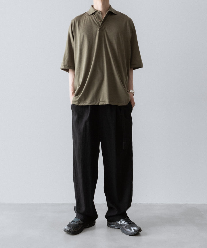 【INTÉRIM】    HYPER BIG EXTRA FINE MERINO WOOL JERSEY POLO SHIRT - SAGE