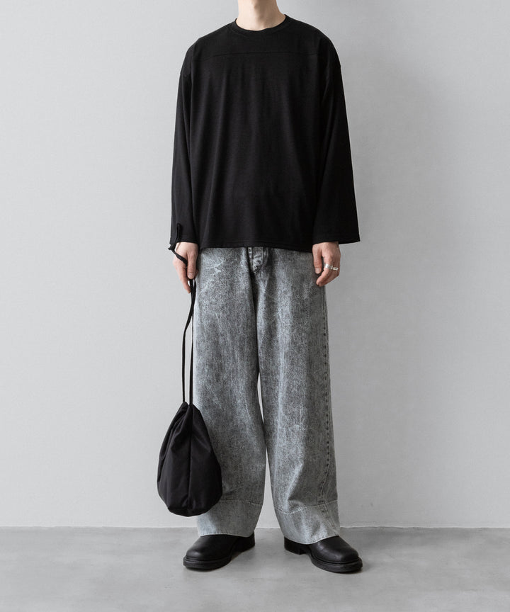 【INTÉRIM】VINTAGE FADE LIGHT DENIM MIL BAGGY TROUSER - LIGHT BLACK