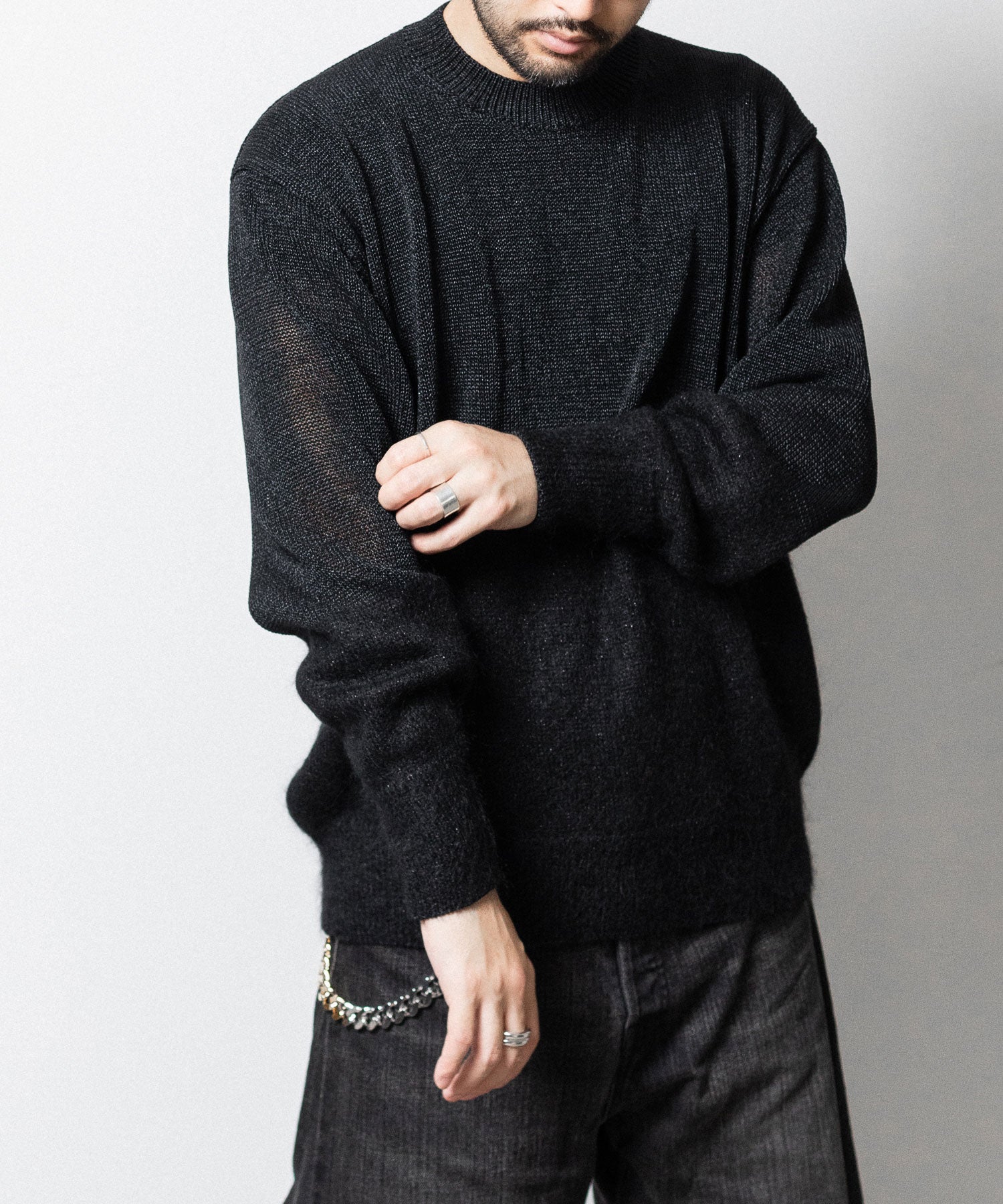 ssstein(シュタイン)の24AWコレクション MOHAIR GLITTER KNIT COMBINATION LS - BLACK 公式通販サイトsession福岡セレクトショップ