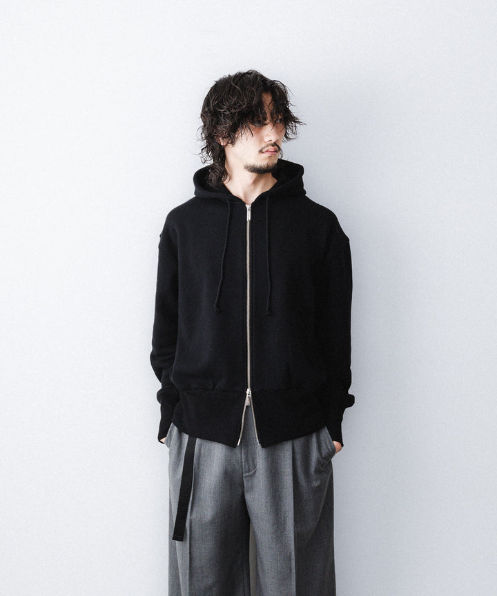 【REVERBERATE】TWO TONE HOODY - BLACK