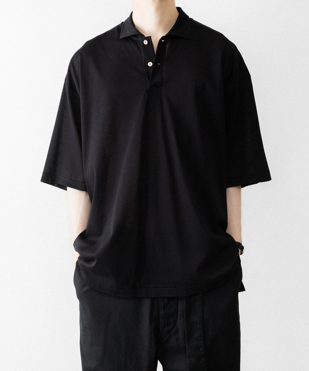 INTÉRIM - インテリムのHIGH GAUGE SEA ISLAND PIQUE HYPER BIG POLO SHIRTのBLACK公式通販サイトsession福岡セレクトショップ
