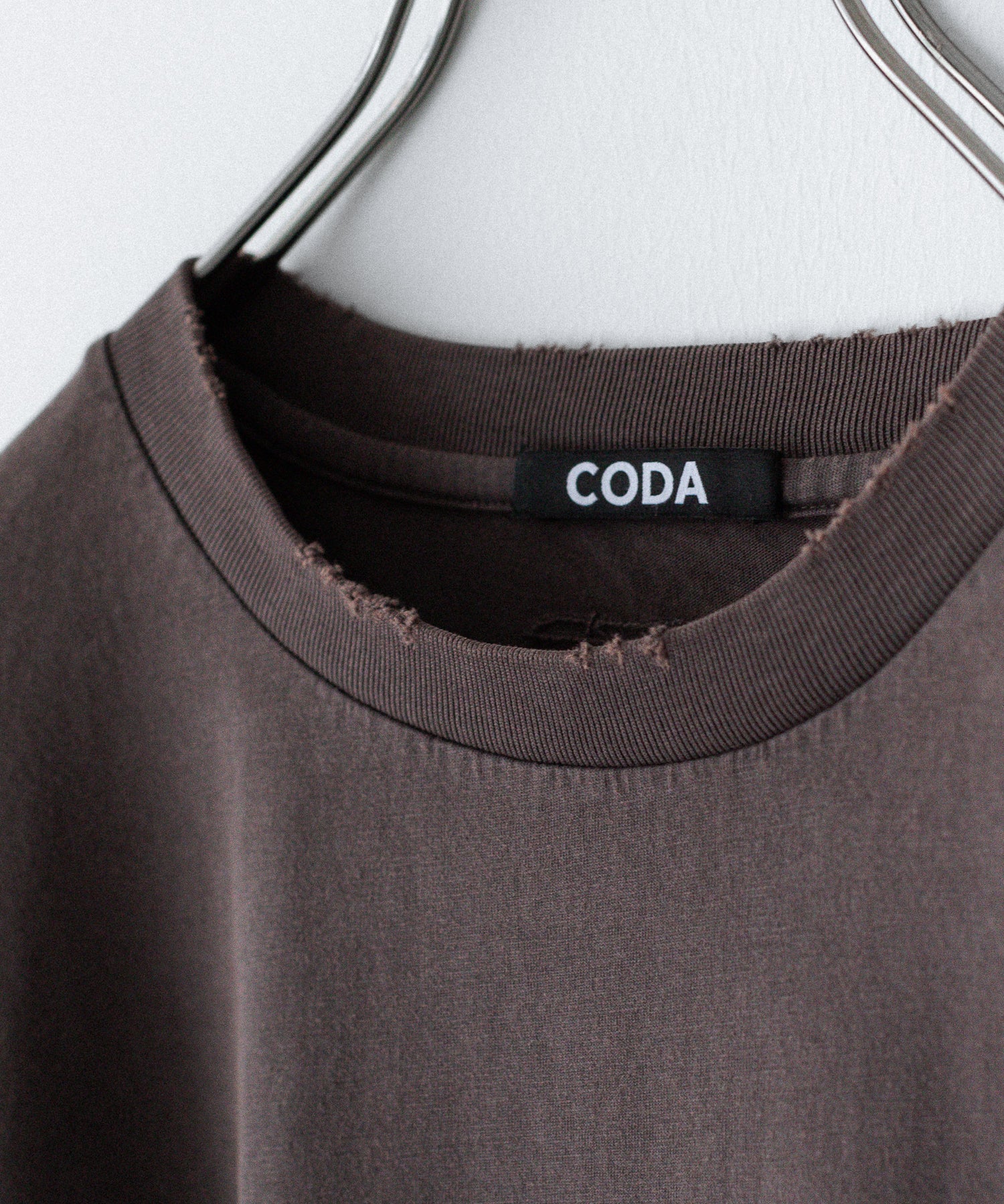 【CODA】FADED GREY AGING DAMAGED LONG SLEEVE T-SHIRT - FADED GREY