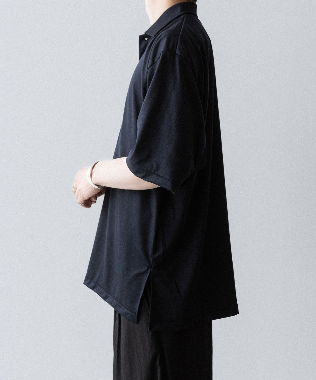 【INTÉRIM】    HYPER BIG EXTRA FINE MERINO WOOL JERSEY POLO SHIRT - D.NAVY