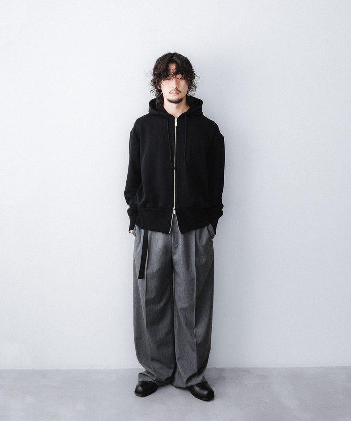 【REVERBERATE】TWO TONE HOODY - BLACK