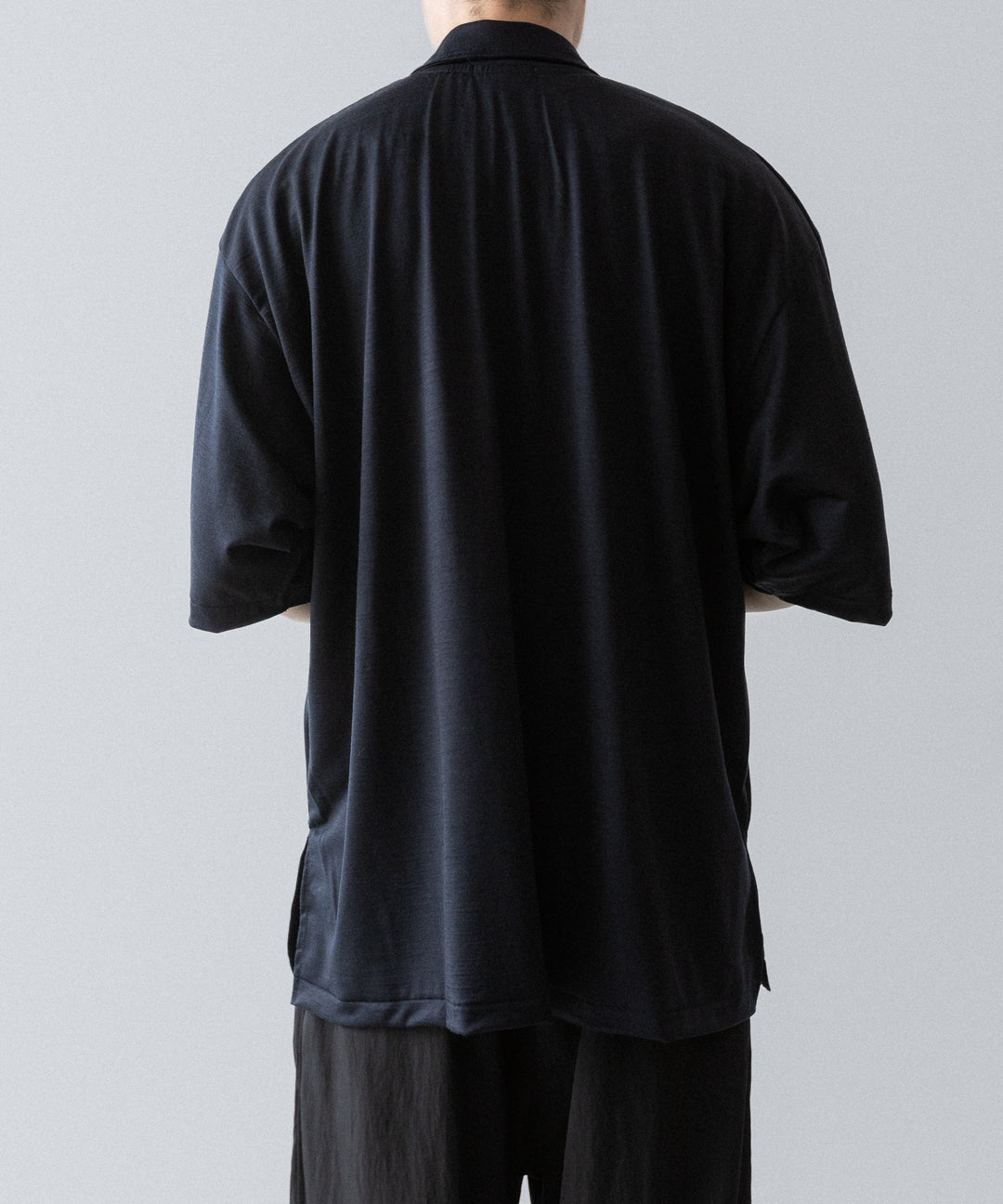 【INTÉRIM】    HYPER BIG EXTRA FINE MERINO WOOL JERSEY POLO SHIRT - D.NAVY