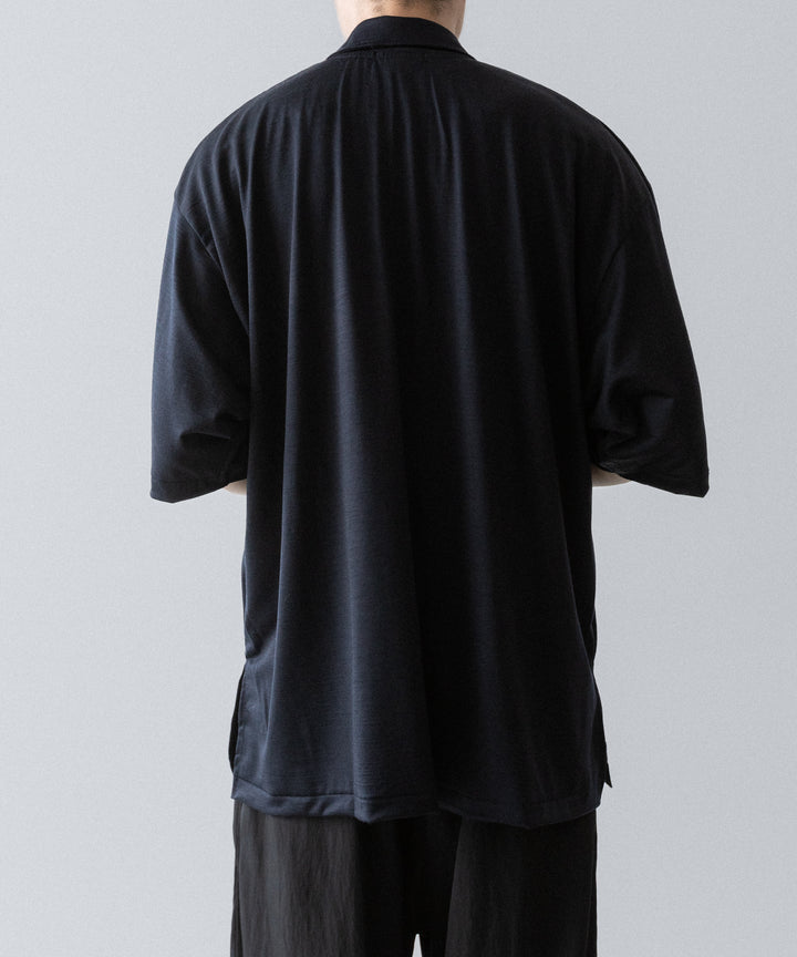 【INTÉRIM】    HYPER BIG EXTRA FINE MERINO WOOL JERSEY POLO SHIRT - D.NAVY