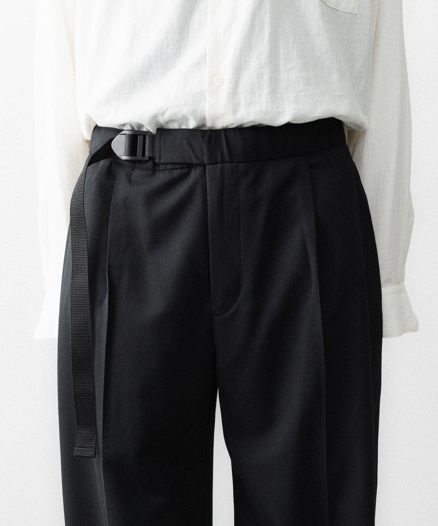 REVERBERATE】TACKED TROUSERS-PL - BLACK – session