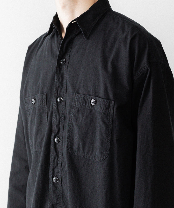 【INTÉRIM】BLACK SURFAR GARMENT DYE HYPER BIG MIL WORK SHIRT TYPE2 - BLACK