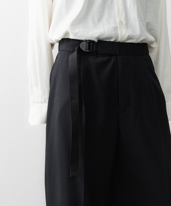 REVERBERATE リバーバレイトのTACKED TROUSERS-PLのBLACK 公式通販サイトsession福岡セレクトショップ