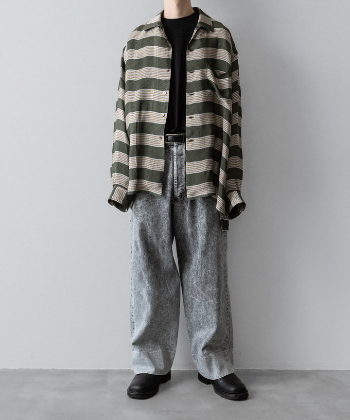 【INTÉRIM】VINTAGE FADE LIGHT DENIM MIL BAGGY TROUSER - LIGHT BLACK