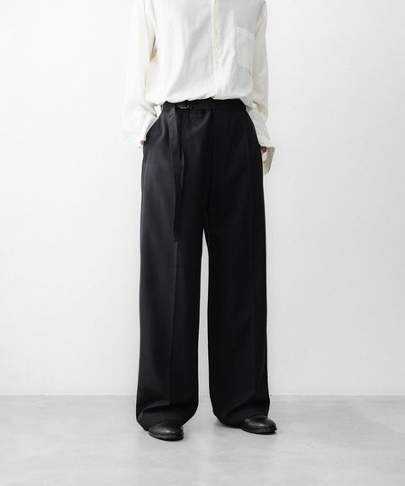【REVERBERATE】TACKED TROUSERS-PL - BLACK