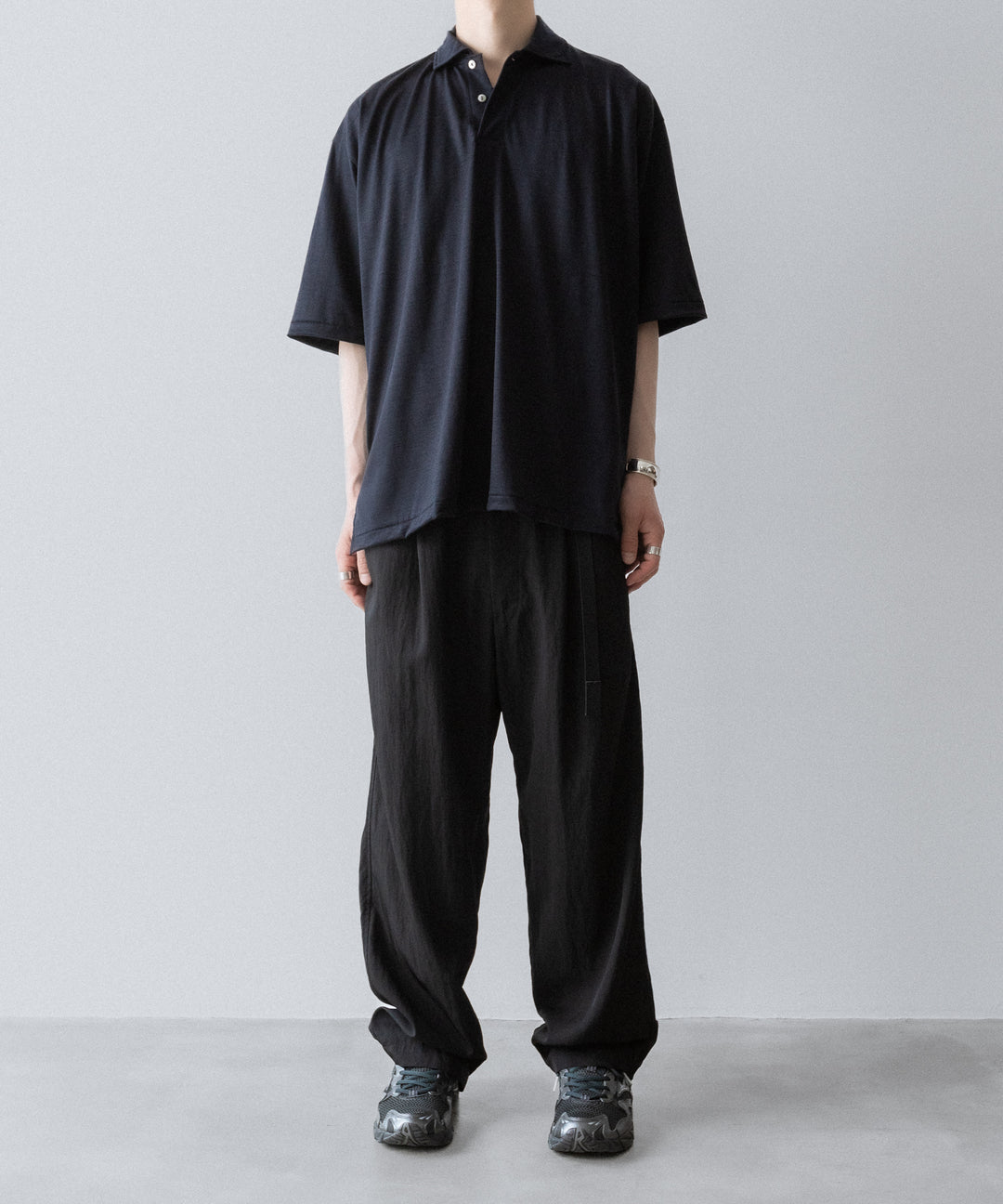 【INTÉRIM】    HYPER BIG EXTRA FINE MERINO WOOL JERSEY POLO SHIRT - D.NAVY