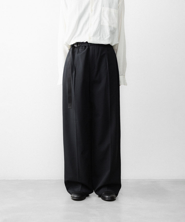 REVERBERATE リバーバレイトのTACKED TROUSERS-PLのBLACK 公式通販サイトsession福岡セレクトショップ