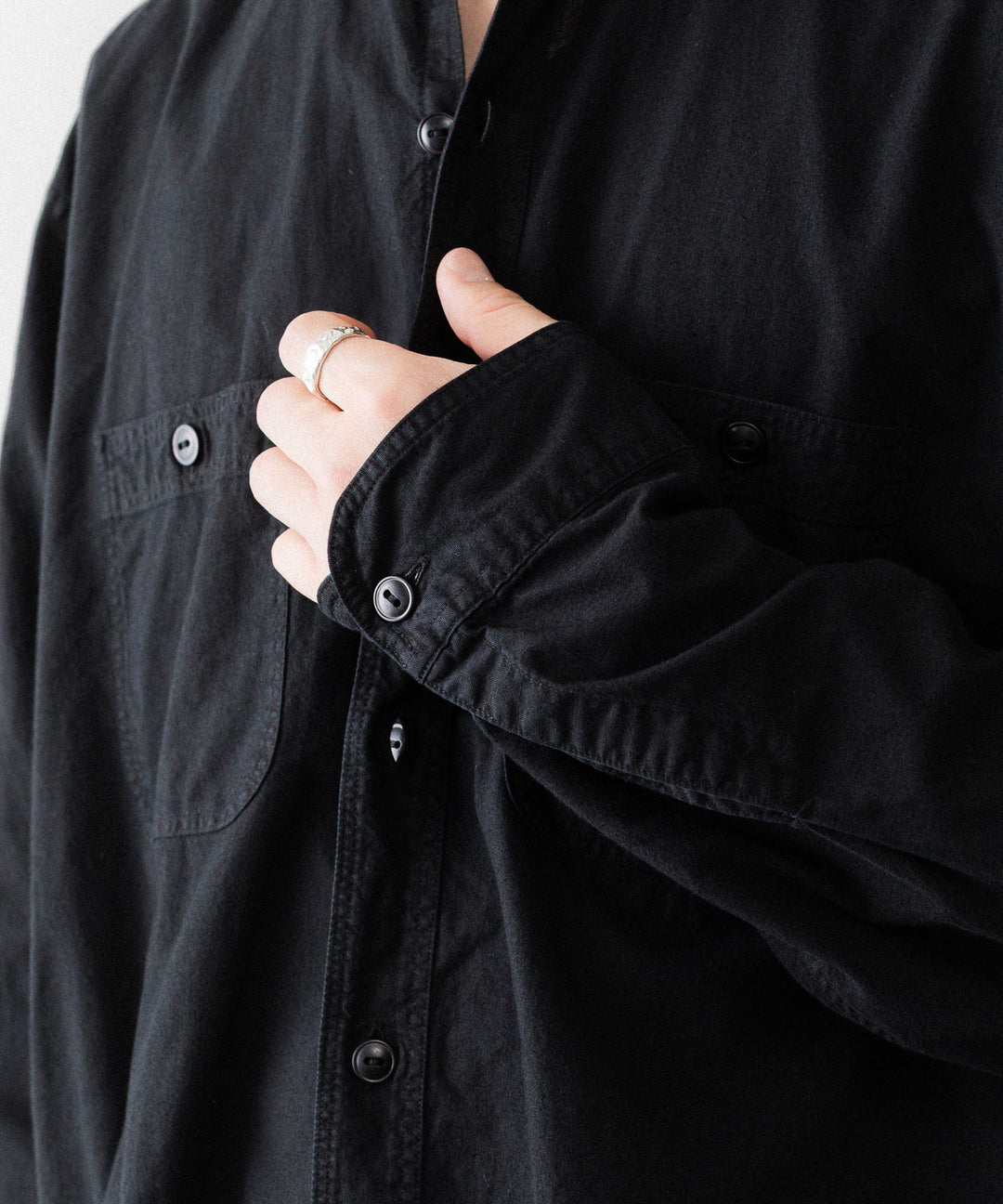 【INTÉRIM】BLACK SURFAR GARMENT DYE HYPER BIG MIL WORK SHIRT TYPE2 - BLACK