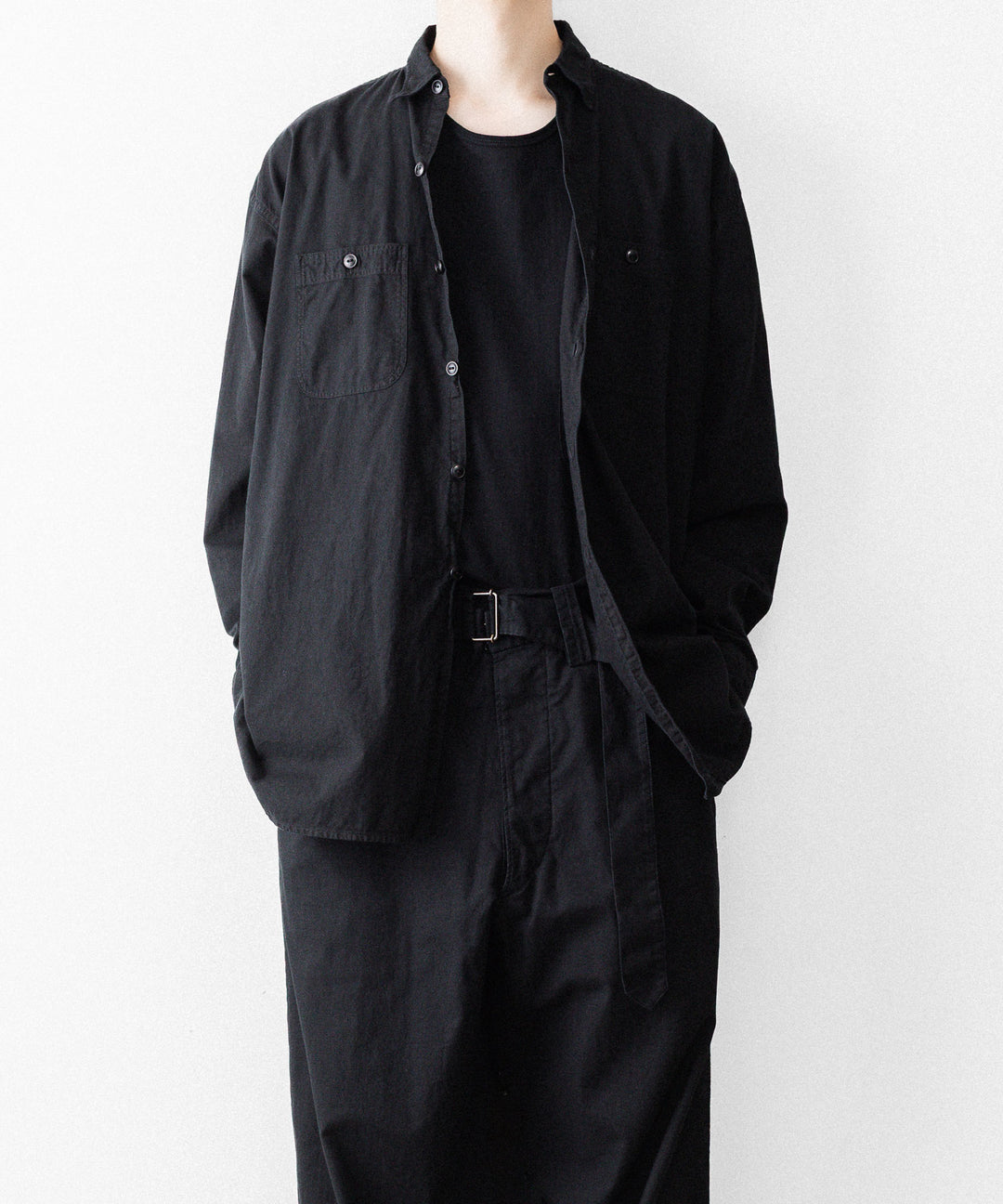 【INTÉRIM】BLACK SURFAR GARMENT DYE HYPER BIG MIL WORK SHIRT TYPE2 - BLACK