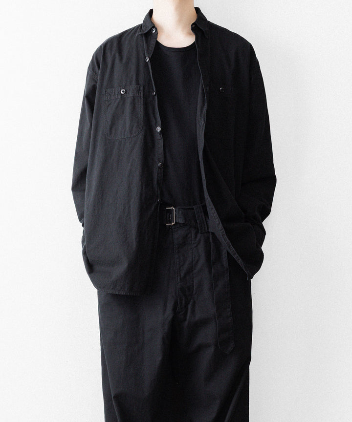 【INTÉRIM】BLACK SURFAR GARMENT DYE HYPER BIG MIL WORK SHIRT TYPE2 - BLACK