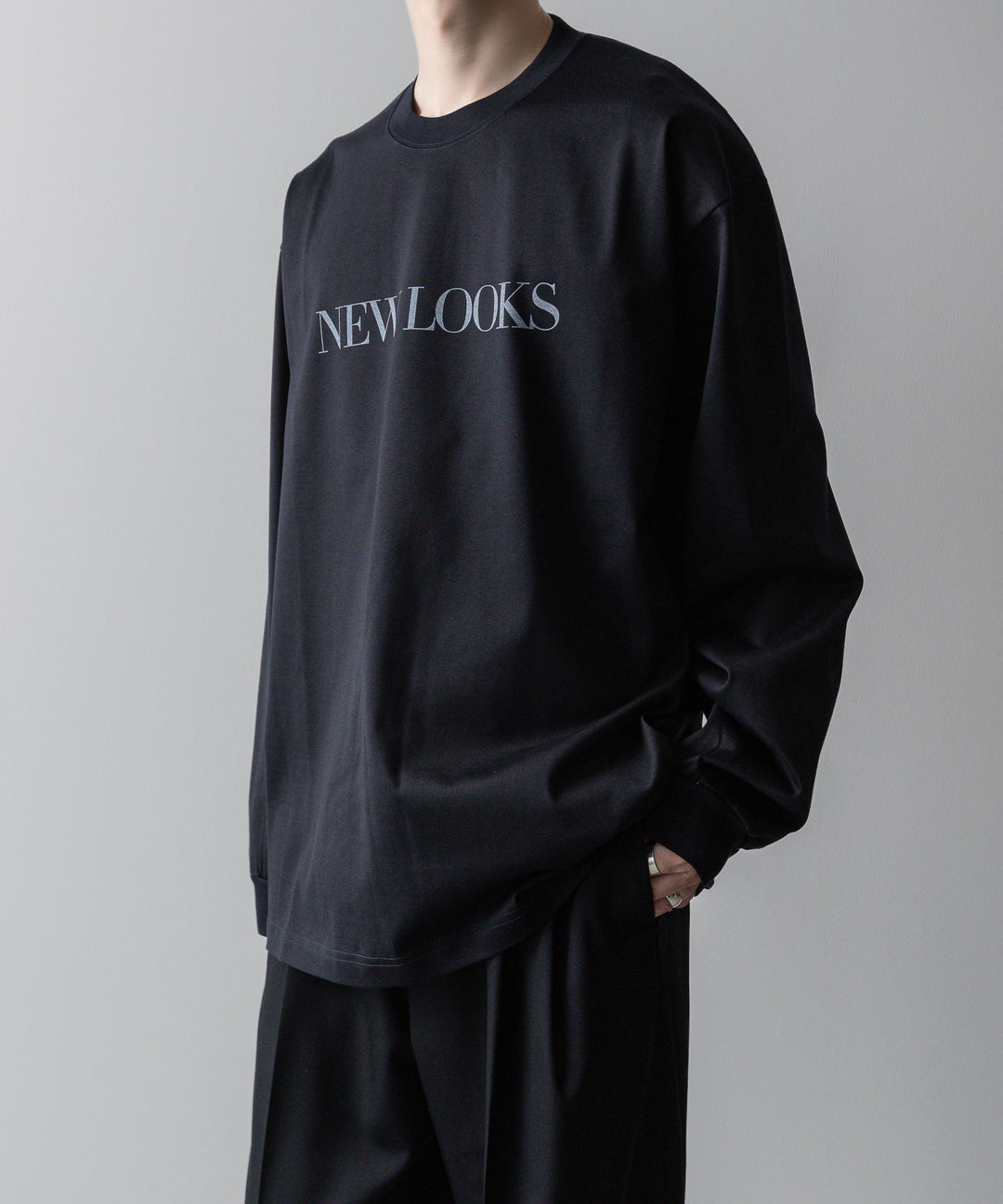 【ssstein】OVERSIZED LONG SLEEVE TEE [ NEW LOOKS ] - DARK NAVY