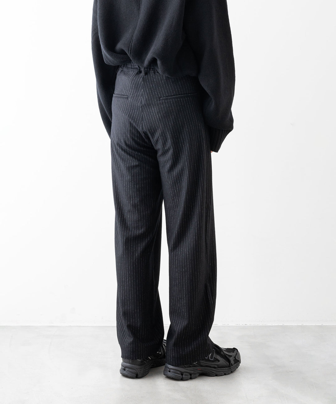 【KANEMASA PHIL.】HIGH GAUGE MILLED WOOL STRIPE EASY SLACKS - BLACK SP カネマサフィル sessionセッション福岡セレクトショップ 公式通販サイト