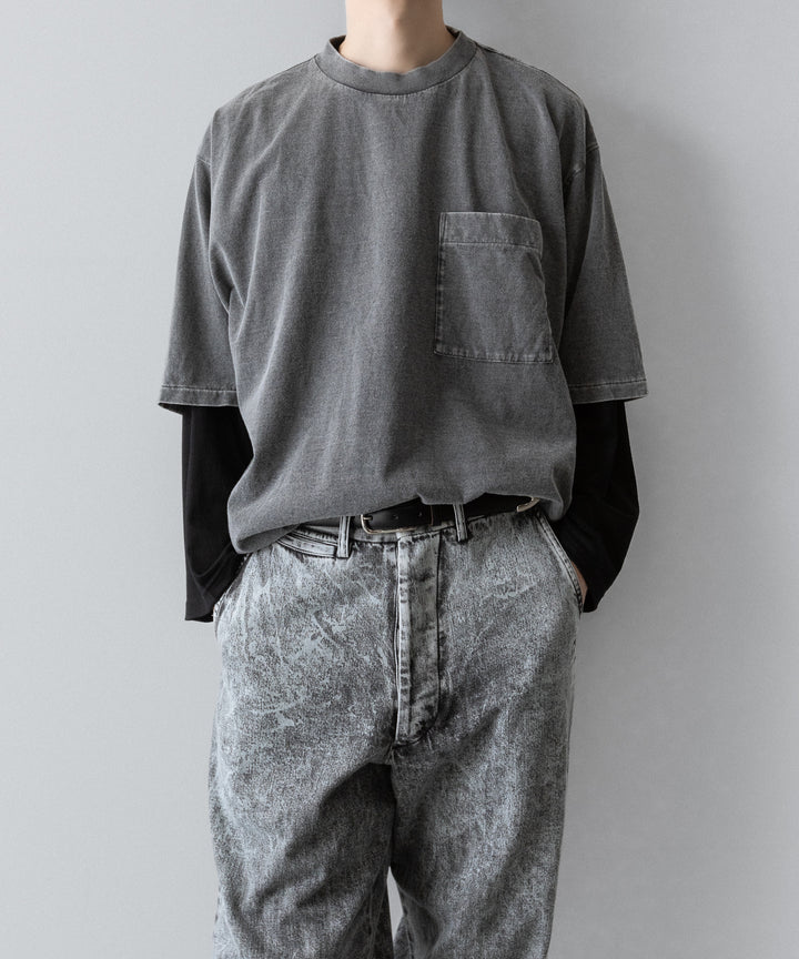 【INTÉRIM】VINTAGE FADE LIGHT DENIM MIL BAGGY TROUSER - LIGHT BLACK