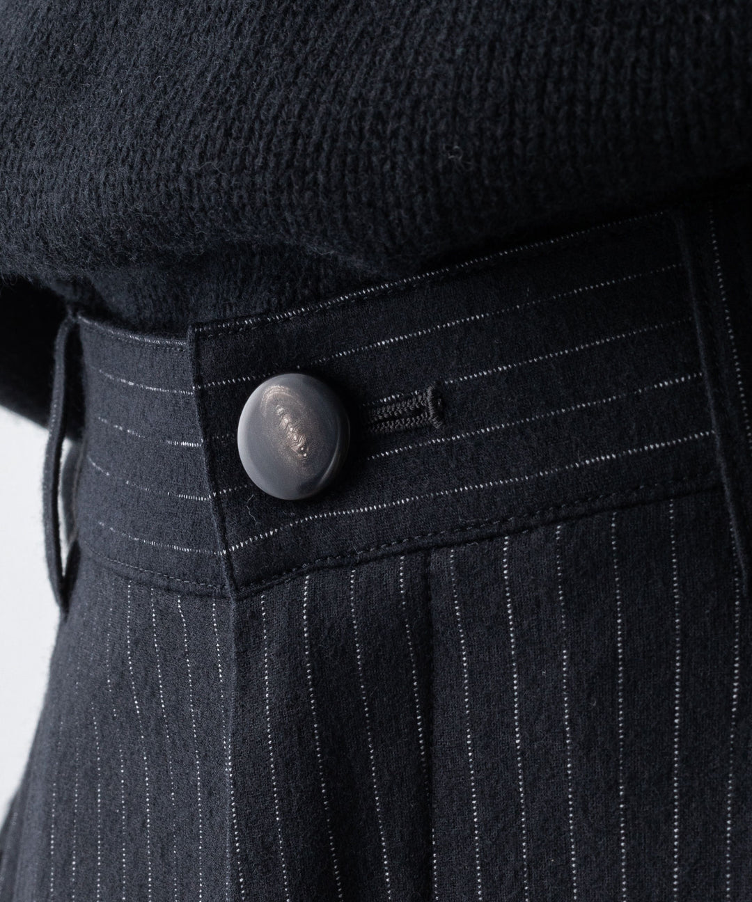 【KANEMASA PHIL.】HIGH GAUGE MILLED WOOL STRIPE EASY SLACKS - BLACK SP カネマサフィル sessionセッション福岡セレクトショップ 公式通販サイト
