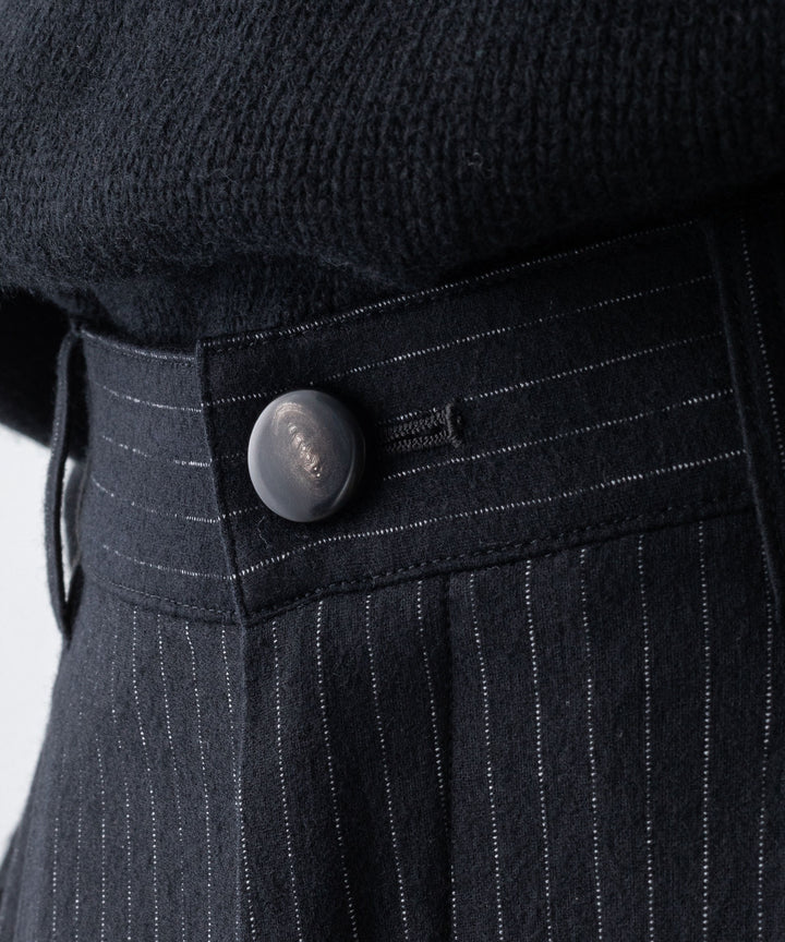 【KANEMASA PHIL.】HIGH GAUGE MILLED WOOL STRIPE EASY SLACKS - BLACK SP カネマサフィル sessionセッション福岡セレクトショップ 公式通販サイト