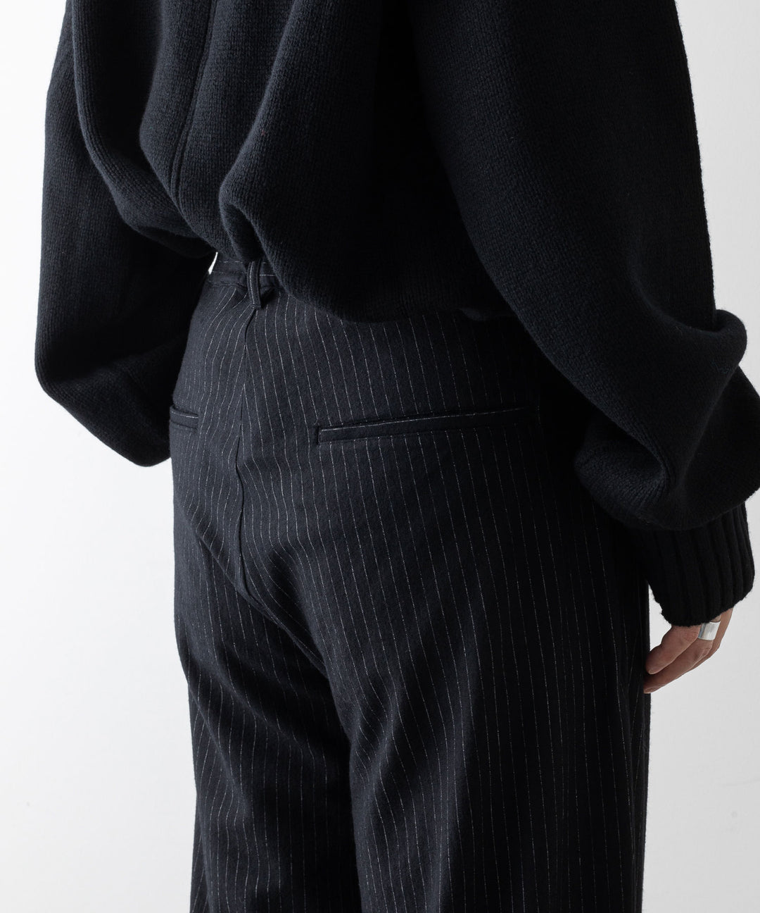 【KANEMASA PHIL.】HIGH GAUGE MILLED WOOL STRIPE EASY SLACKS - BLACK SP カネマサフィル sessionセッション福岡セレクトショップ 公式通販サイト