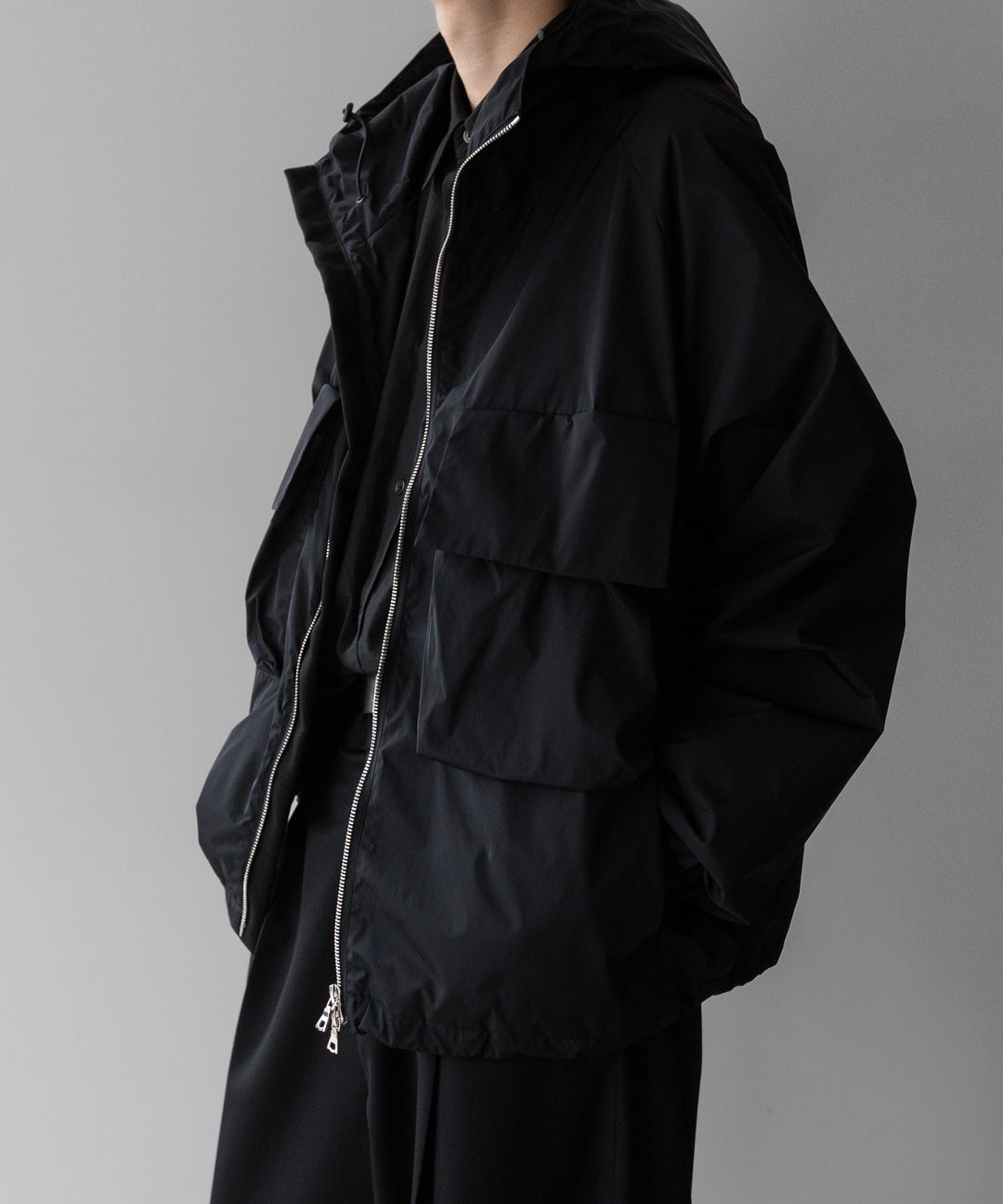 【stein】ssstein シュタインのNYLON TAFTA HOODED SHORT JACKETのBLACK　 公式通販サイトsession福岡セレクトショップ