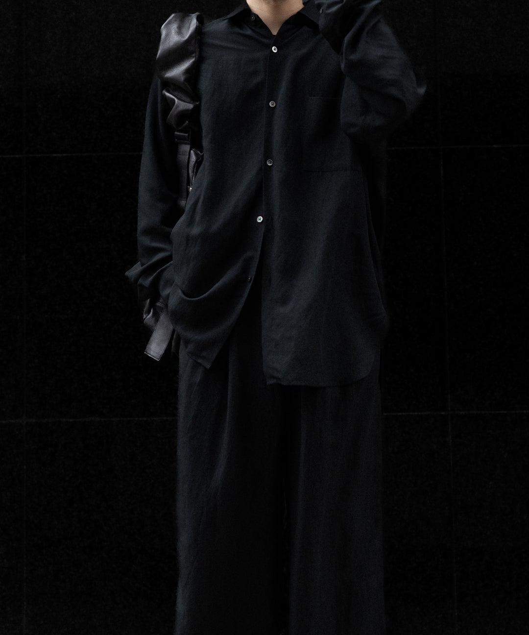 ssstein(シュタイン)のRAYON/LINEN OVERSIZED DOWN PAT SHIRT - BLACKの公式通販サイトsession福岡セレクトショップ