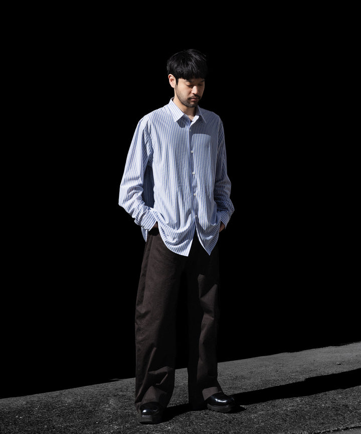 KANEMASA PHIL. カネマサフィルの46G STRIPE MODEST SHIRTのSAX BLACK公式通販session福岡セレクトショップ