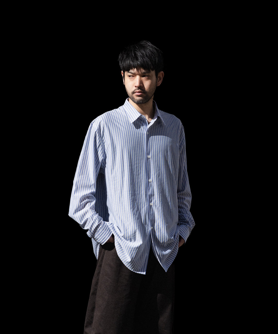 KANEMASA PHIL. カネマサフィルの46G STRIPE MODEST SHIRTのSAX BLACK公式通販session福岡セレクトショップ