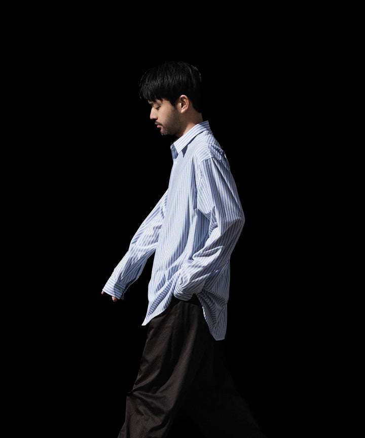 KANEMASA PHIL. カネマサフィルの46G STRIPE MODEST SHIRTのSAX BLACK公式通販session福岡セレクトショップ