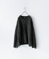 【CODA】DARK GREY 90S ROUND NECK THRASHED CARDIGAN - DARK GREY