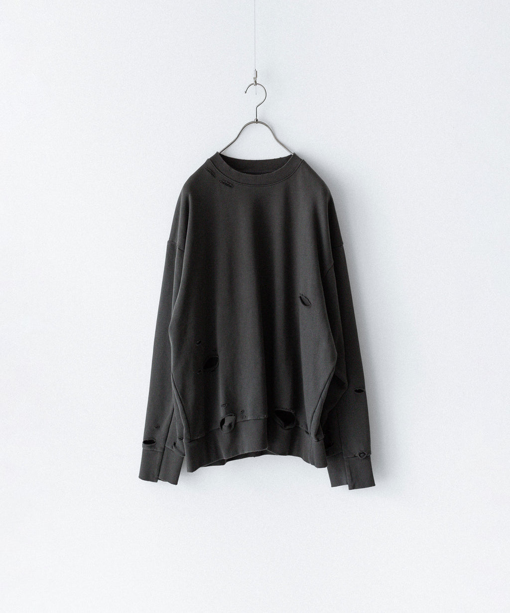 CODA コーダ FADED BLACK WASHED DESTROYED SWEATSHIRTのGREY WASH公式通販サイトsession福岡セレクトショップ