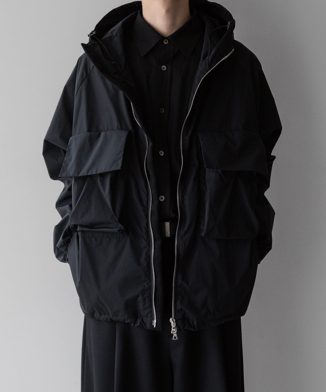 【stein】ssstein シュタインのNYLON TAFTA HOODED SHORT JACKETのBLACK　 公式通販サイトsession福岡セレクトショップ