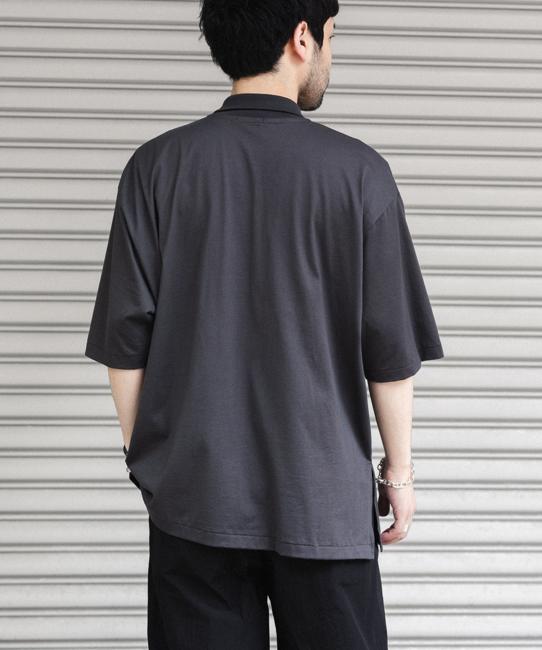 INTÉRIM インテリム HYPER BIG HIGH GAUGE SUVIN JERSEY POLO SHIRTのSMOKE BLACK 公式通販サイトsession福岡セレクトショップ