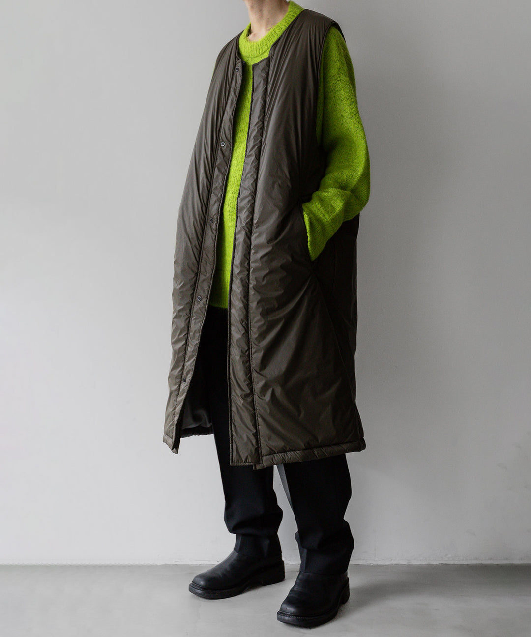 stein(シュタイン)の23AWコレクションKID MOHAIR KNIT LSのYELLOW GREEN